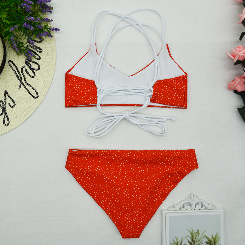  split swimsuit bikini print gathered bikini  NSHL2059