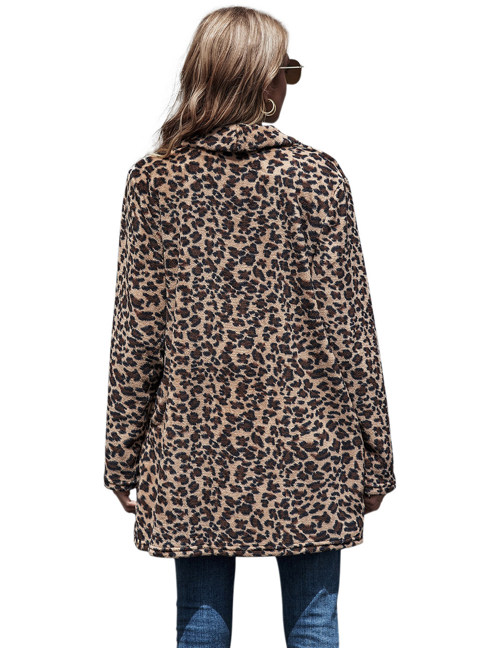 Abrigo de piel sintética de otoño e invierno 2020 abrigo de mujer con estampado de leopardo de longitud media para mujer NHDF94