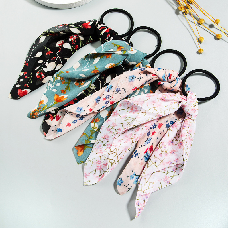 Japanischer Und Koreanischer Wald Süßes Temperament Polo Dot Blumen Haarring Damen Mode Stoff Pferdes Chwanz Streamer Ins Haar Seil Großhandel display picture 6