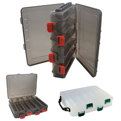 Gun-colored double-sided lure box, wooden shrimp box, transparent storage box, bait and hook cross-border portable fishing gear box