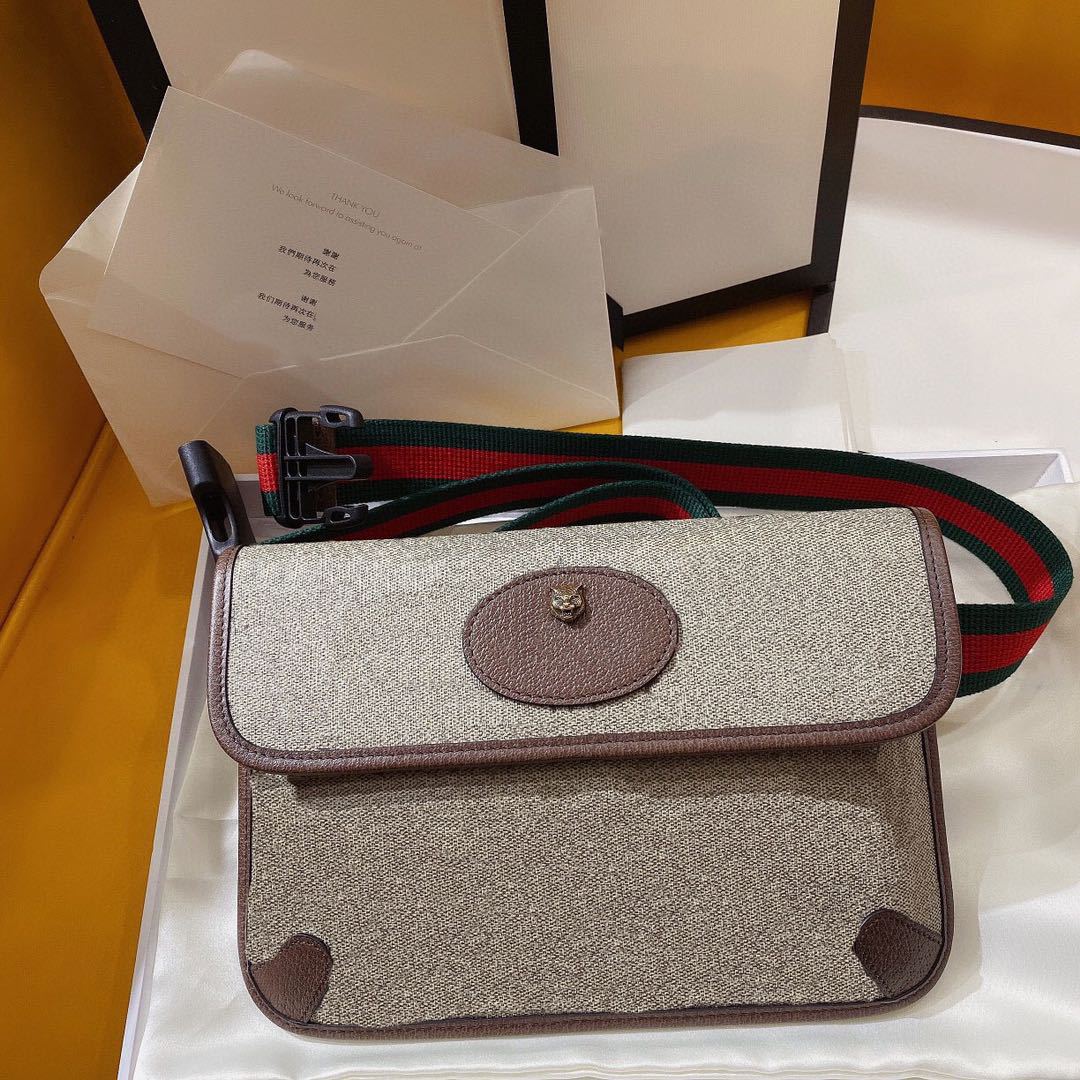 2020新款女士潮流时尚虎头帆布包斜挎腰包单面胸包男女同款情侣款|ru