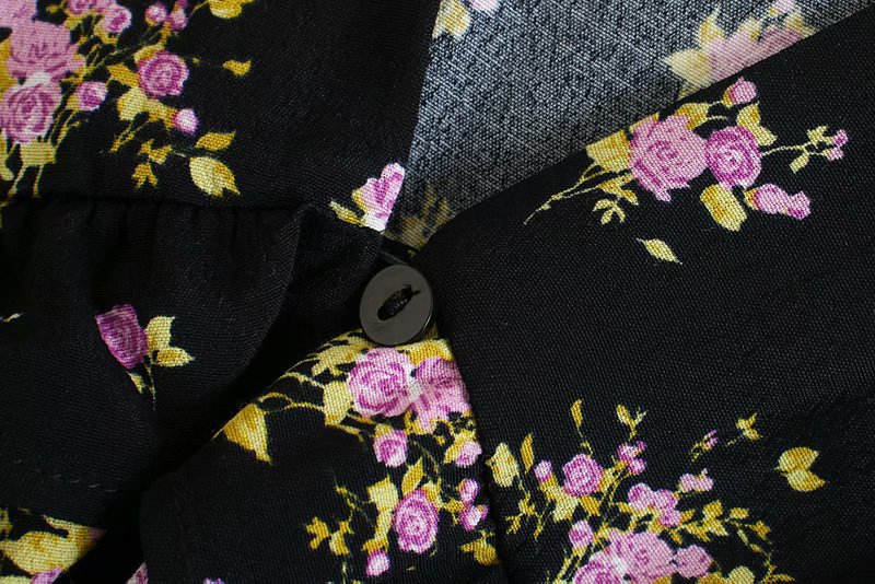 camisa corta delgada con cuello en v y estampado de otoño para mujer NSAM3607