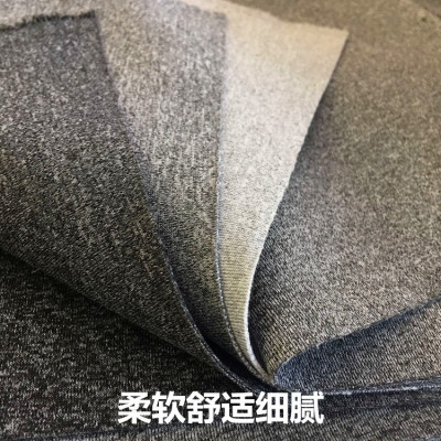 廠家直銷現貨麻灰健康布彈力 花灰色織布針織拉架面料南韓絲
