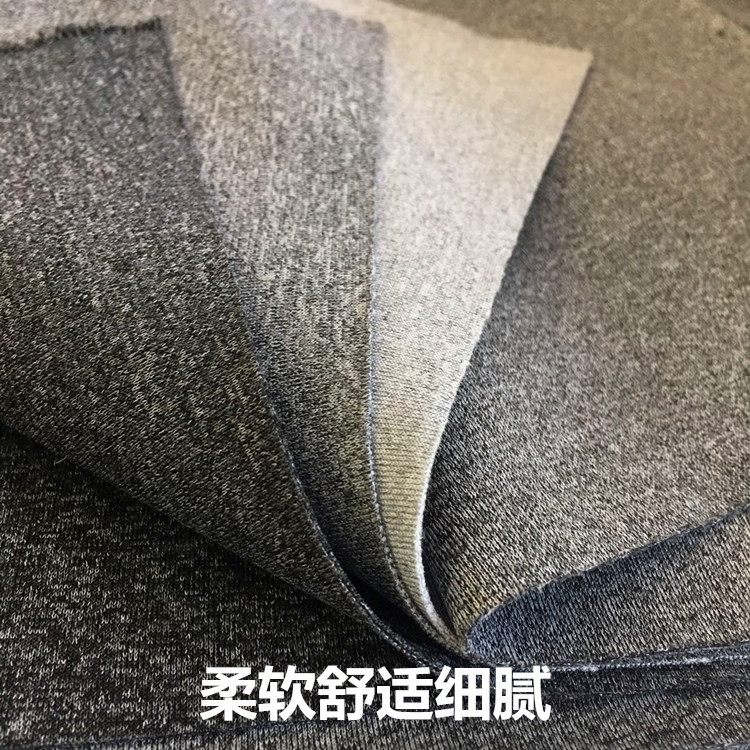 廠家直銷現貨麻灰健康布彈力 花灰色織布針織拉架面料南韓絲