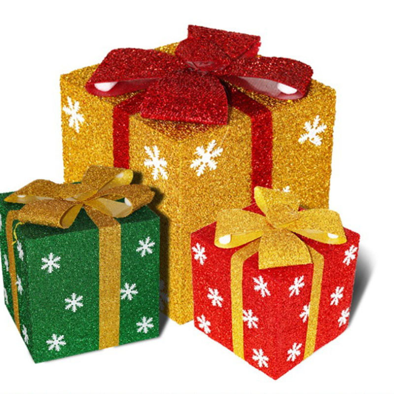 聖誕節DIY禮物PVC禮盒正方體新年裝飾禮盒節日裝飾擺件用品包裝盒