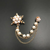 Fashionable accessory from pearl, brooch with tassels, clothing lapel pin, decorations, Korean style