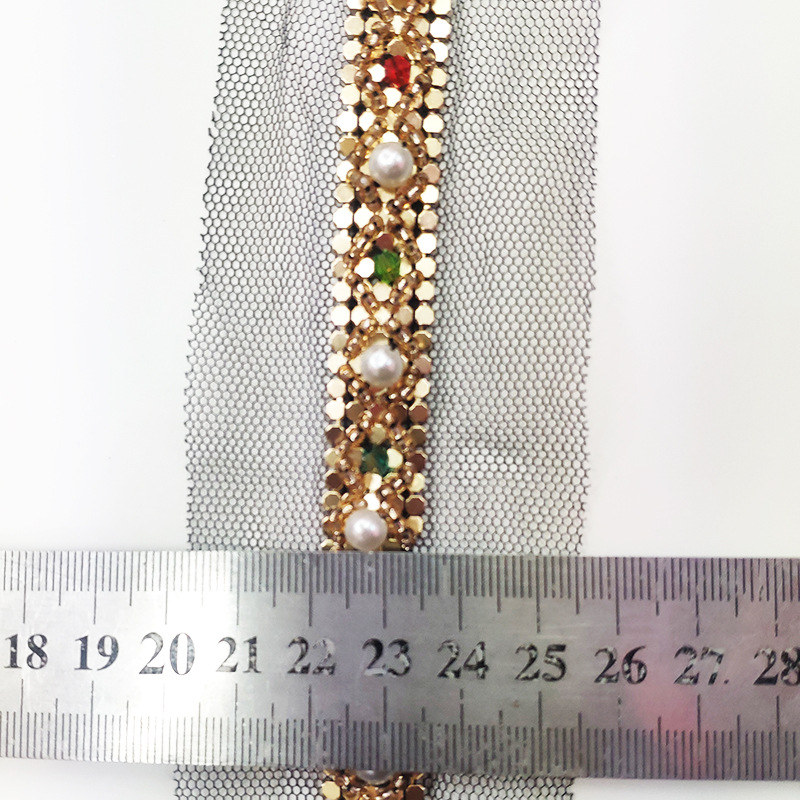 H127-931 批发DIY辅料手工钉珠花边 网底