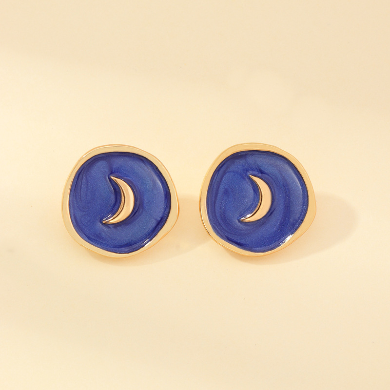 Jewelry Wholesale New Fashion Alloy Dripping Oil Love Moon Earrings Lightning Earrings display picture 14