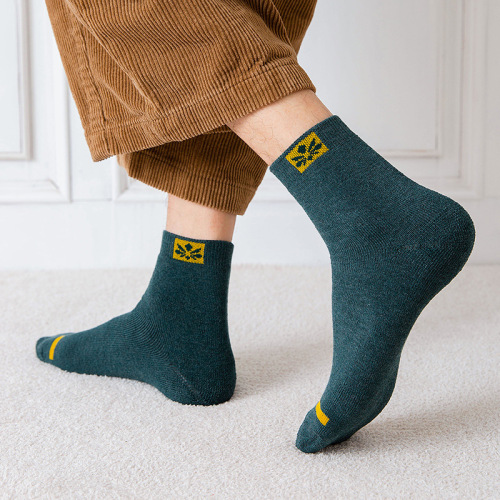 Men's Clog Winter Japanese Thick Fleece Cotton Socks, Fashion Long Floor Socks, Warm Trendy Sports Socks