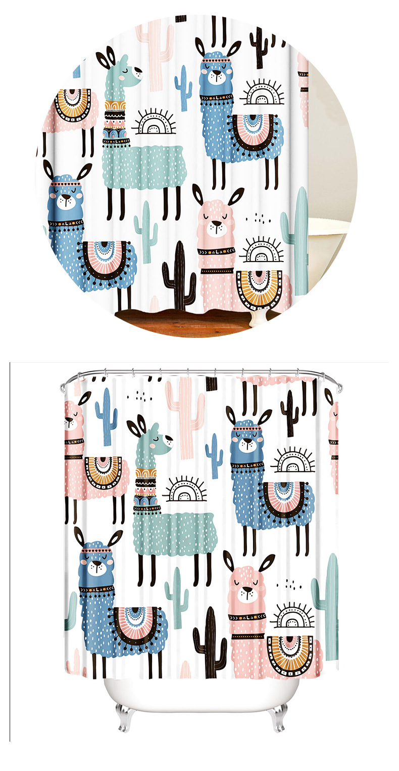 500g Weight Shower Curtain Kitchen and drinking utensils Fashion Santa Claus Polyester Bathing Bedding & Bathroom