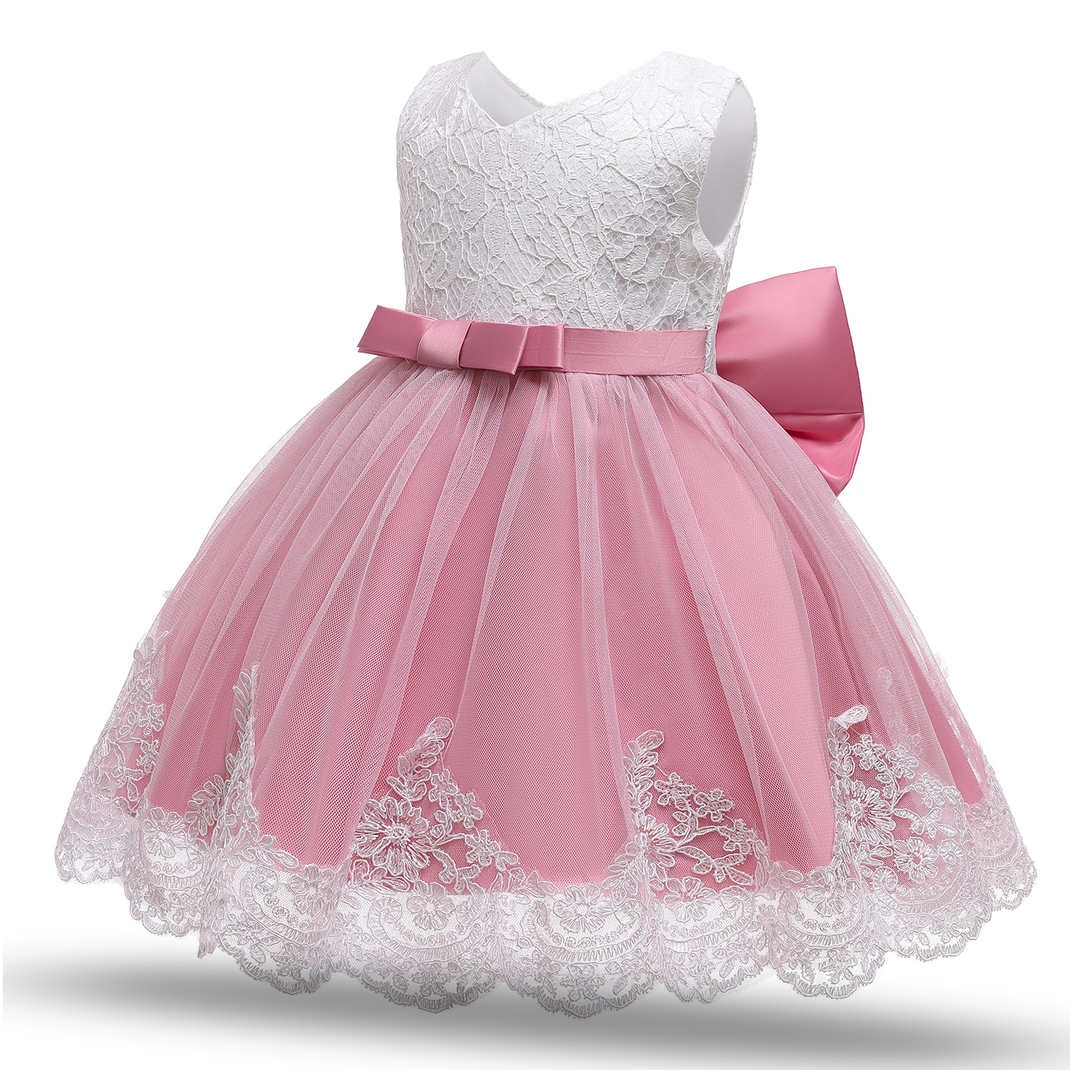 Fashion Color Block Big Bow Cotton Blend Polyester Girls Dresses display picture 3