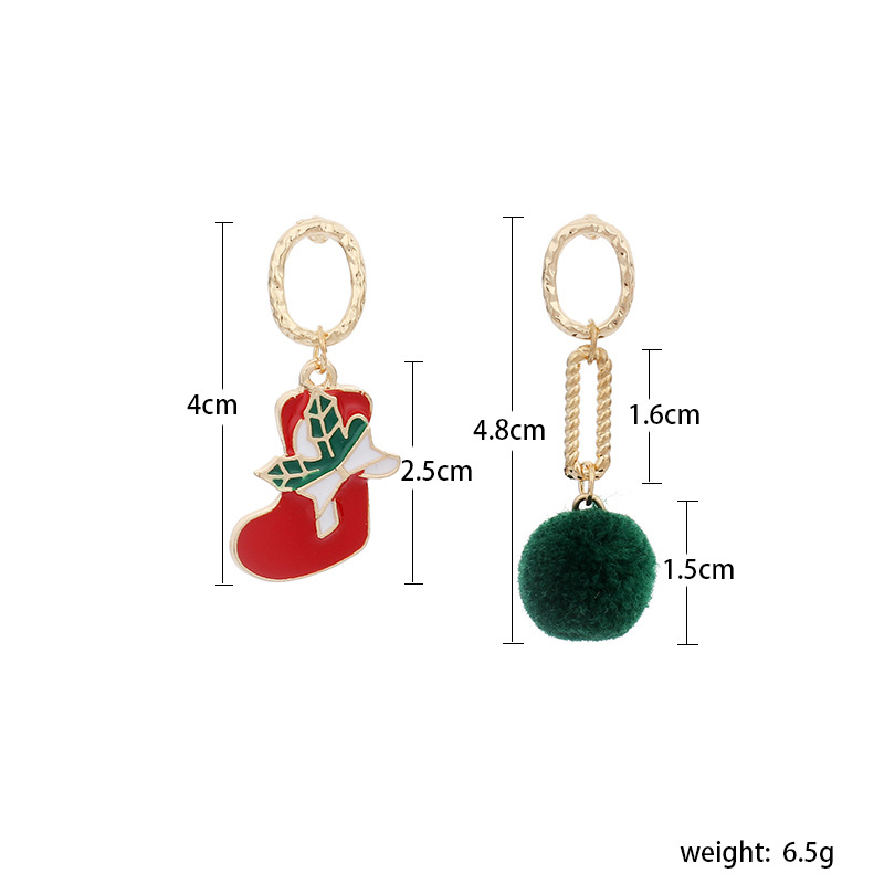 7g Weight Earrings Classification Wedding, Travel, Birthday, Festival Occasion Women'S Gender Fashion Style Asymmetrical Fur Ball Christmas Tassel Retro Earrings 3