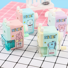 Square Hand-Crank Pencil Sharpener Children's Creative Stationery Primary School Manual Pencil Sharpener Cartoon Pencil Sharpener Factory Wholesale