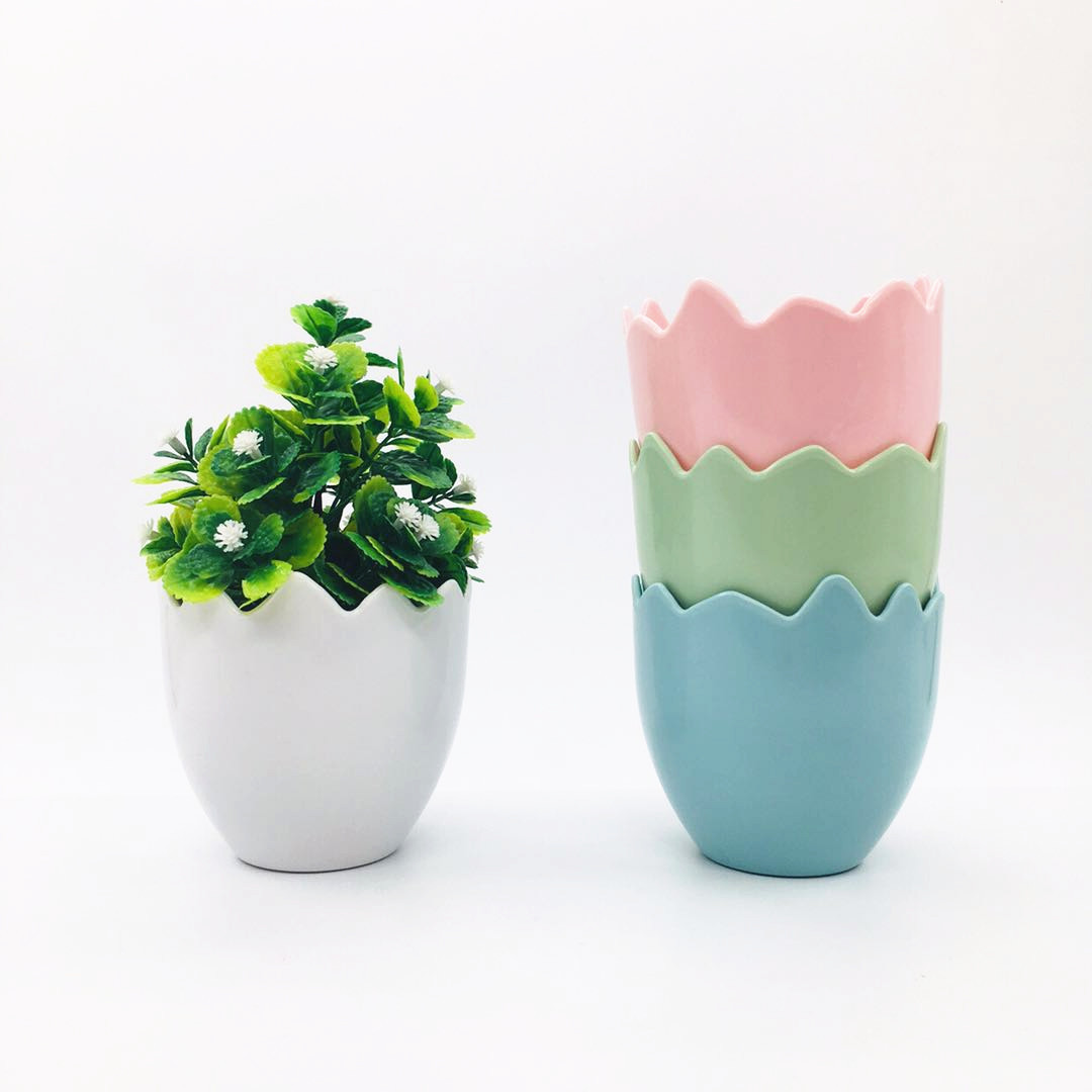 Factory wholesale mini eggshell succulents, simulated succulent plants, eggshell melamine flowerpots, imitation porcelain plastic flowerpots detail image 1