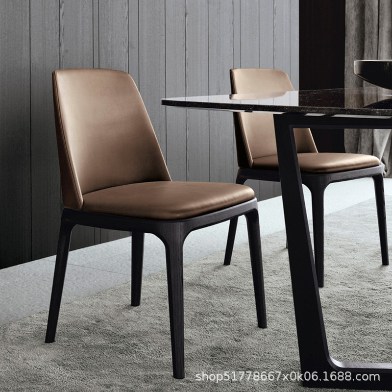 Dining chair modern minimalist home Nordic restaurant solid wood chair reliable back stool casual creative net red INS light luxury
