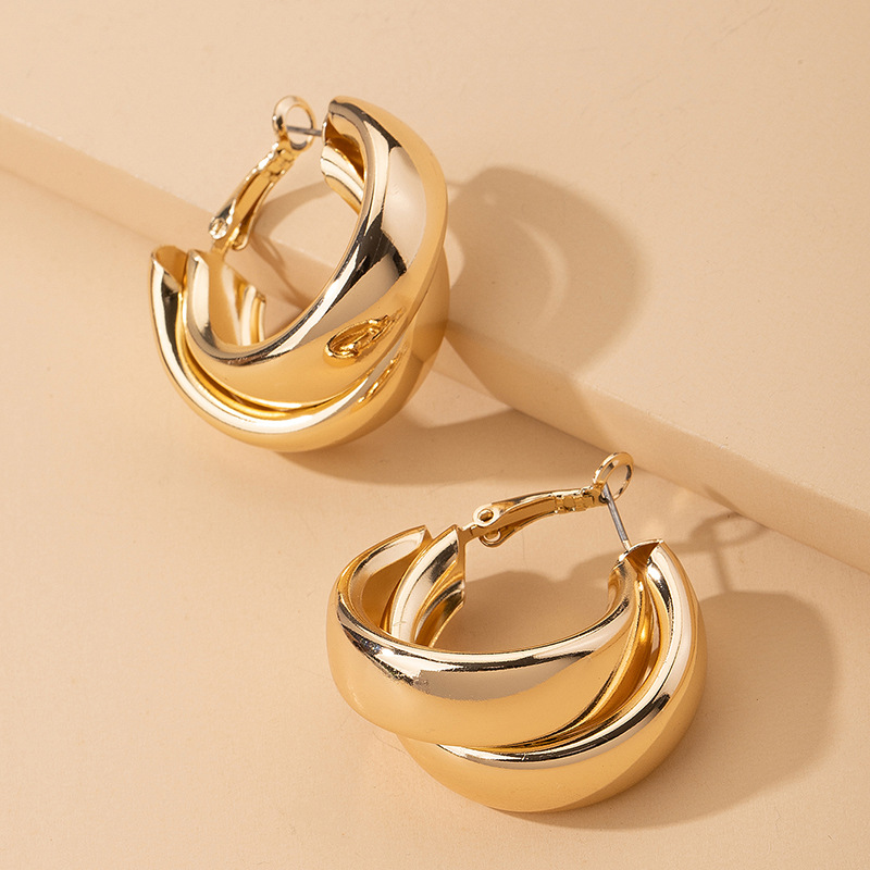 exaggerated round cross earrings South Korea trendy ear buckle minimalist ear jewelry wholesalepicture5