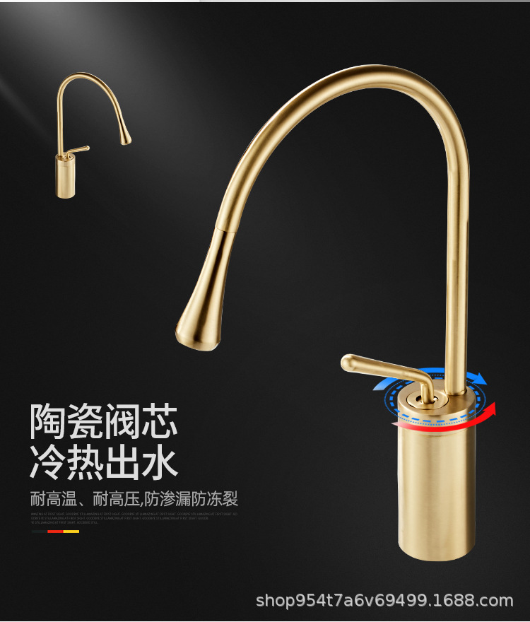 Wholesale copper single-hole washbasins, hot and cold faucets, countertop and under-counter basins, European-style baked paint chrome-plated rotating faucets from the manufacturer undefined