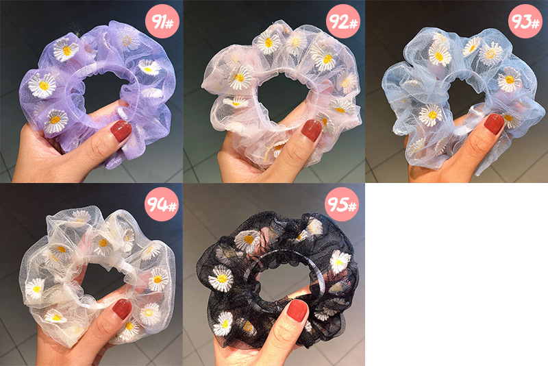 Spring New Fashion Mesh Solid Color Ribbon Cheap Scrunchies Wholesale display picture 7