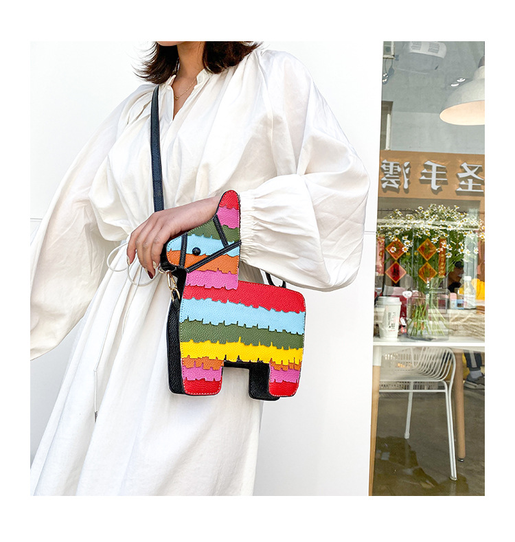 Hot Selling Fashion New Creative Hit Color Cute Cartoon Rainbow Color Stitching Pu Pony Crossbody Bag Shoulder Bag Nihaojewelry Wholesale display picture 56