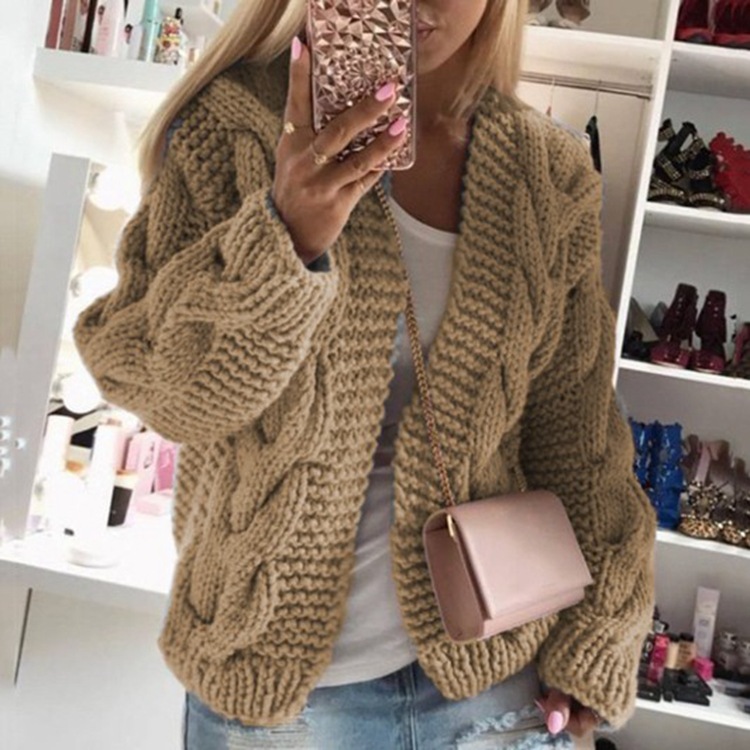 Suéter de punto grueso y resistente estilo europeo y americano para mujer, novedad otoño-invierno 2026, ¡el más vendido!