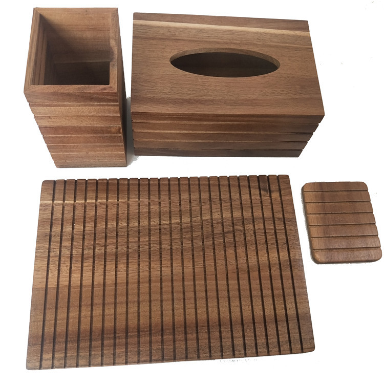 Caja de pañuelos de madera maciza de estilo europeo caja de pañuelos de sala de estar de lujo ligero al por mayor caja de pañuelos simple chino caja de almacenamiento de madera de hotel