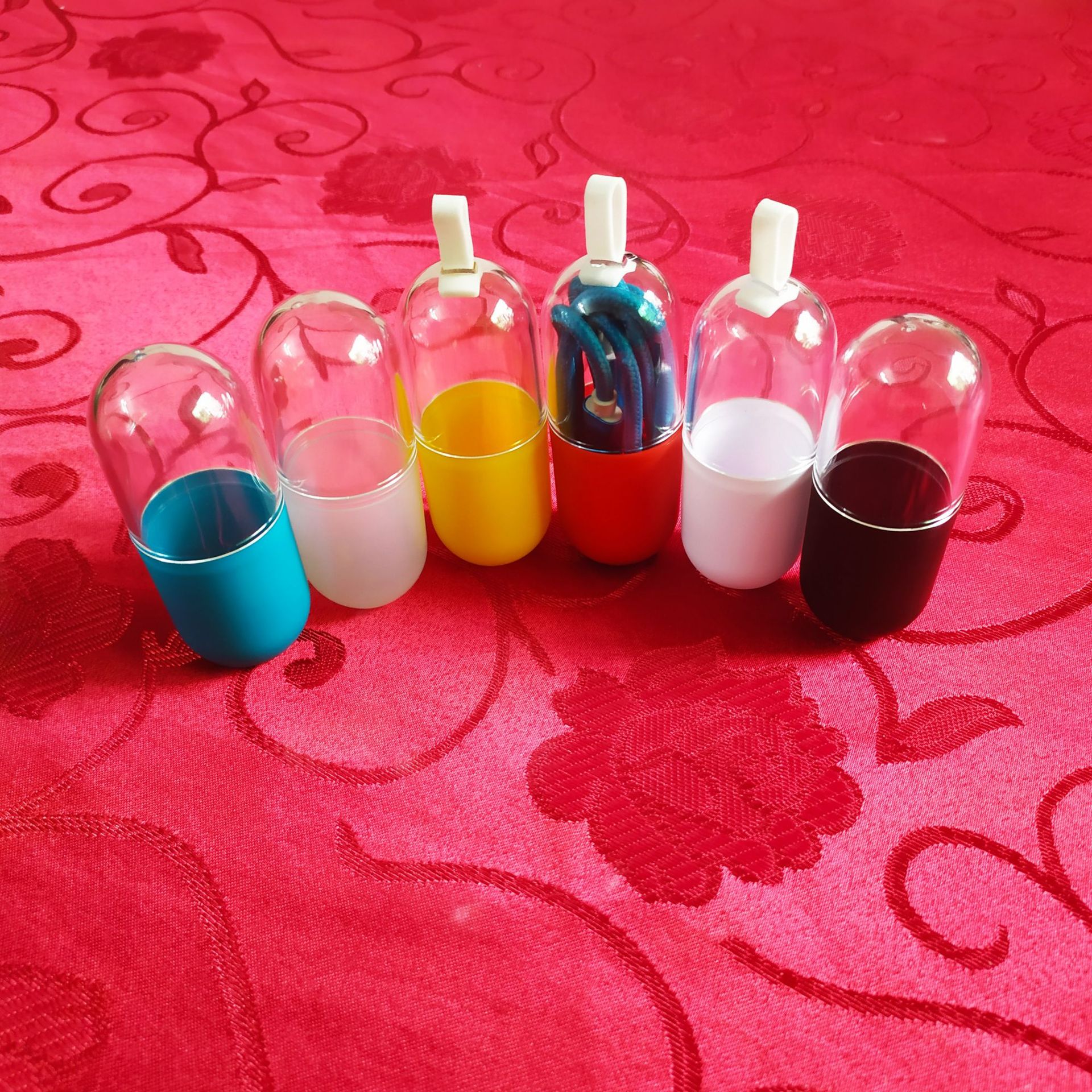 数据线 耳机包装盒/充电头透明圆筒塑料盒/水晶盒子包装+出口