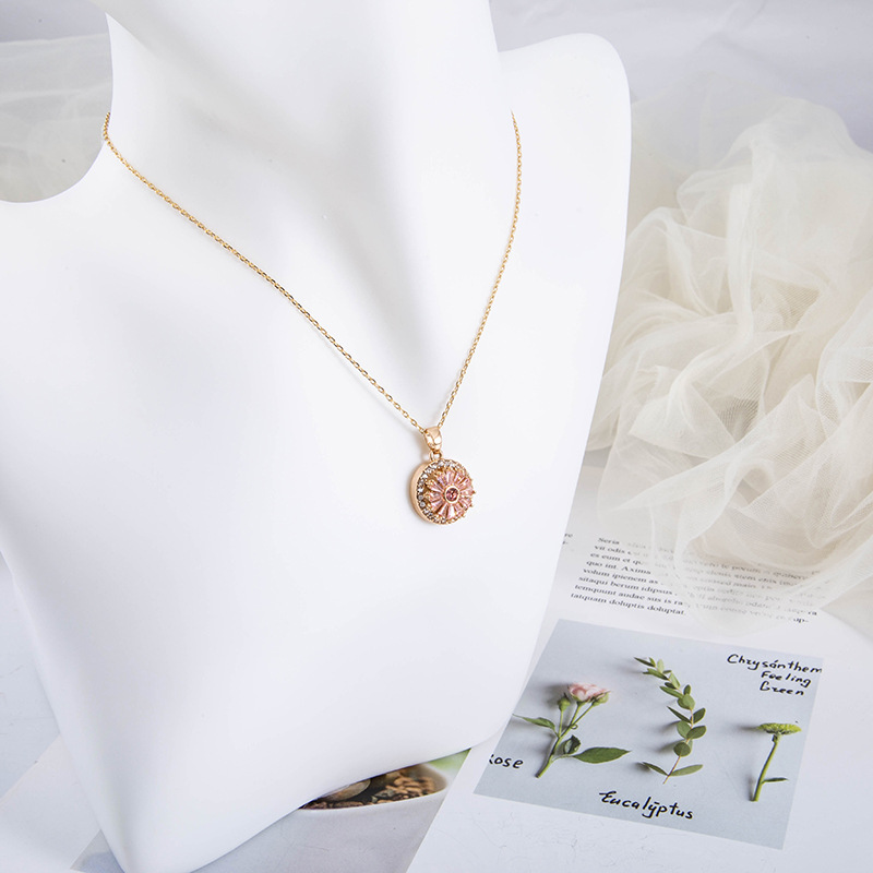 New Fashion Sunflower Zircon Diamond Pendant Women's Necklace display picture 9