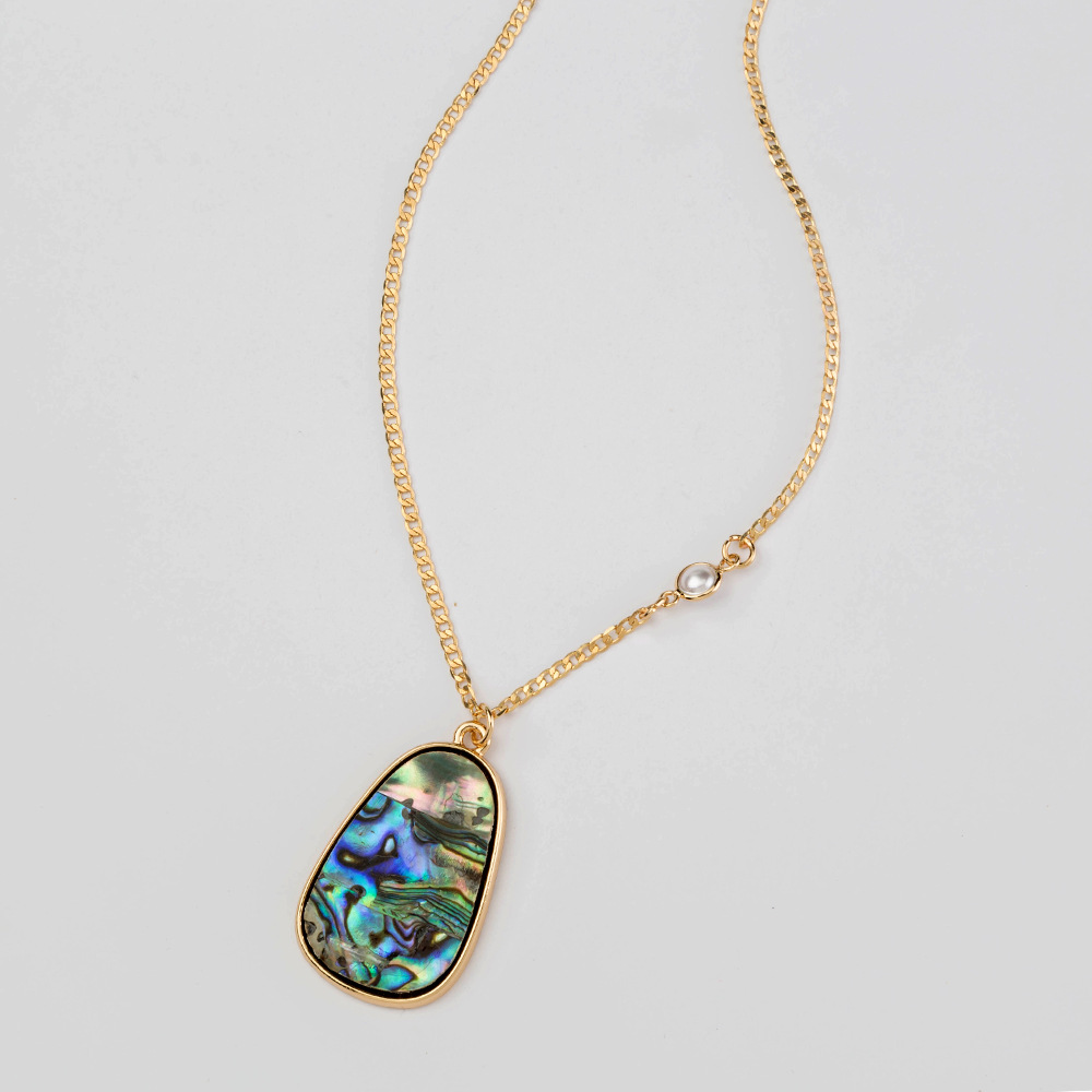 fashion color abalone shell pendant chain necklace