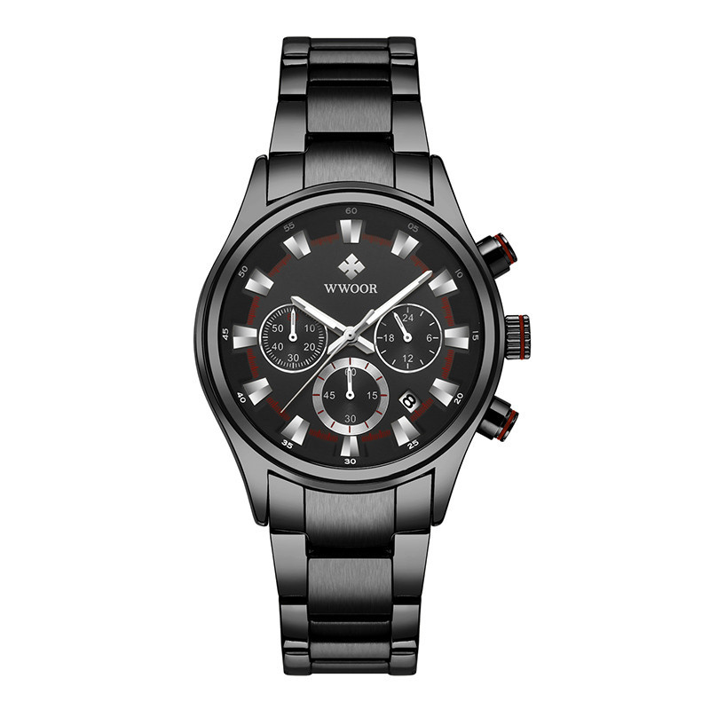WWOOR holding love nuevo reloj de cuarzo de 6 pines de negocios para hombres calendario impermeable reloj redondo cabeza reloj de tazón casual 8857