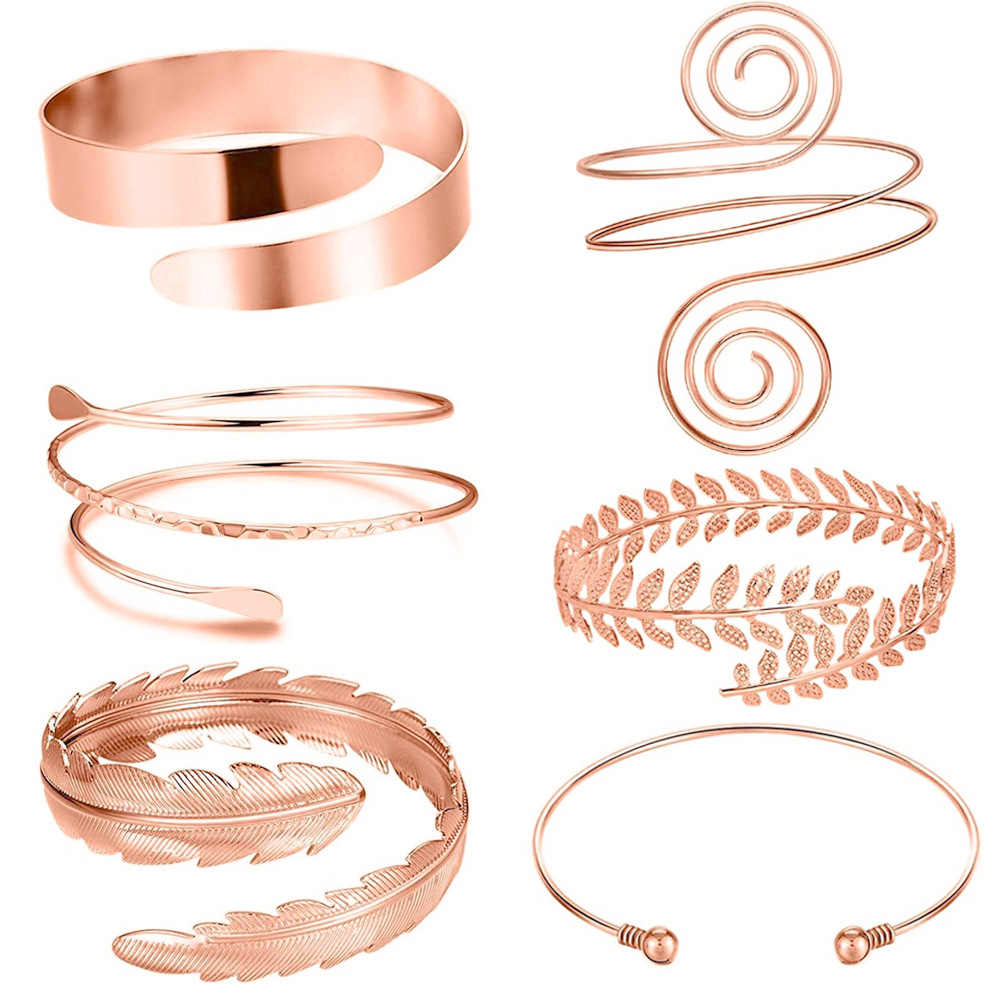 Hot Selling Geometric Metal Bracelet Set Leaf Arm Ring Six-piece Set Wholesale display picture 13