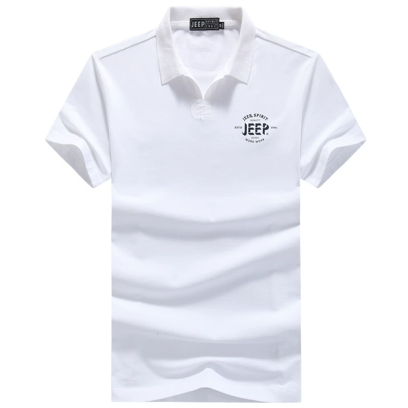JEEP SPIRIT деловая Повседневная футболка с короткими рукавами Мужская свободная хлопковая весенне-летняя рубашка-поло с лацканами для среднего возраста и молодежи 8002