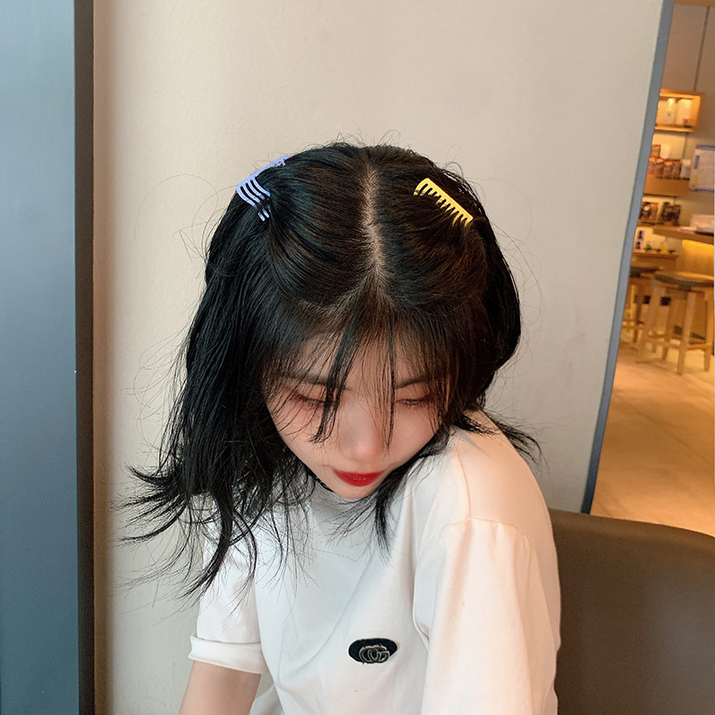 8g Weight Headwear Classification Metal Material Women'S Gender Simple Style Style Orange, Grey, Pink, Purple, Red, Green, Gold, Silver Color Colorful Metal Hair Comb Hair Comb Bangs Comb Hairpin Hair Ornaments Korean Ins Simple Net Red Top Hair Clip Headdress 3