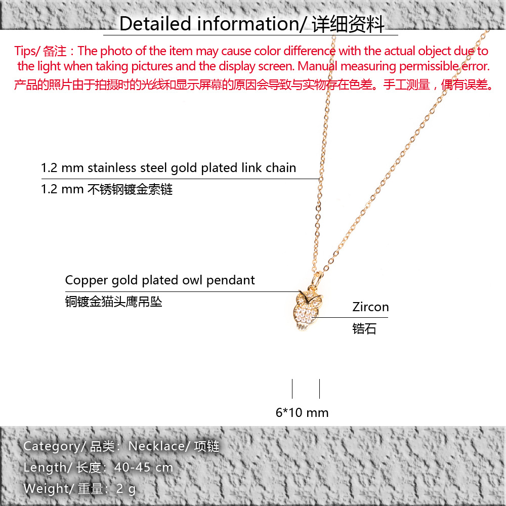 Wholesale Fashion New Smart Angel Niche  Micro Diamond Copper Pendant Necklace For Women display picture 13