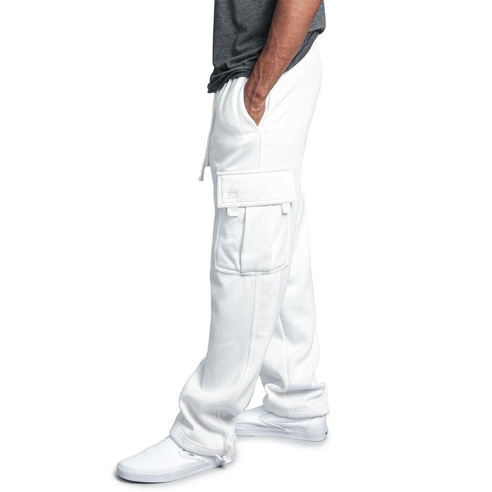 Pantalon de travail décontracté en polaire pour homme, idéal pour l'automne et l'hiver, style multipoches, grandes tailles, coupe ample._voghion.com