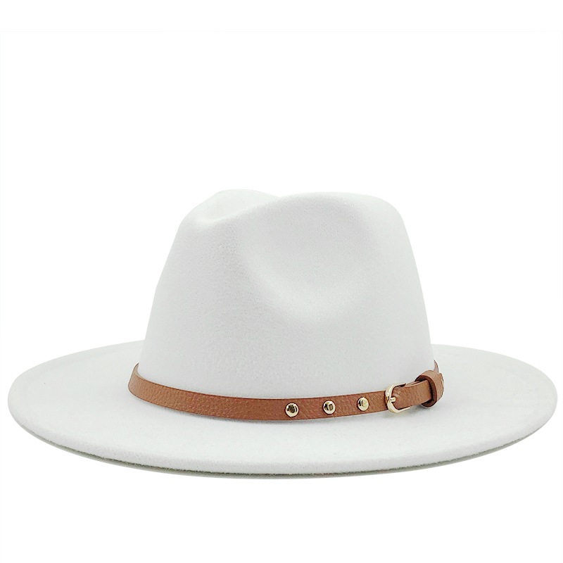 Basic Style British Jazz Autumn And Winter New Woolen Simple Wool Felt Big Flat-brimmed Hats