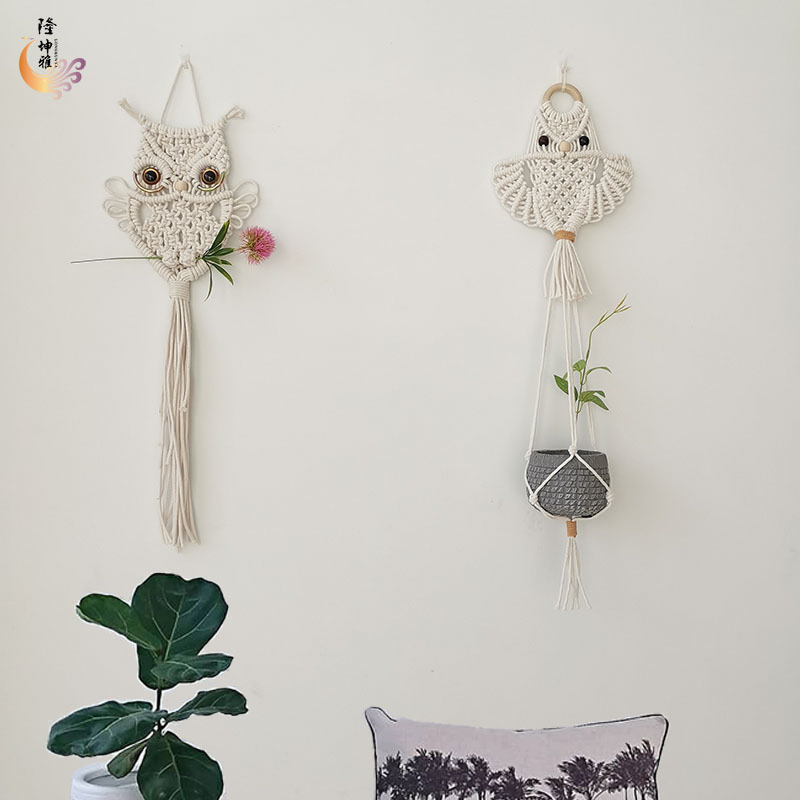 新款棉绳编织挂毯猫头鹰壁饰挂饰|ms
