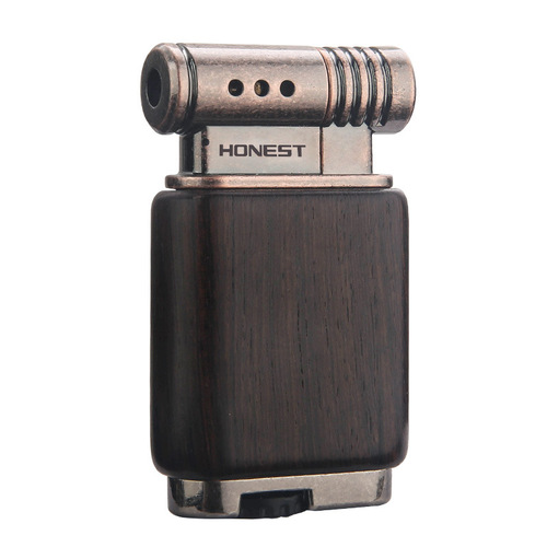 Baicheng new sandalwood gas lighter creative personality retro nostalgic metal pipe lighter wholesale gift