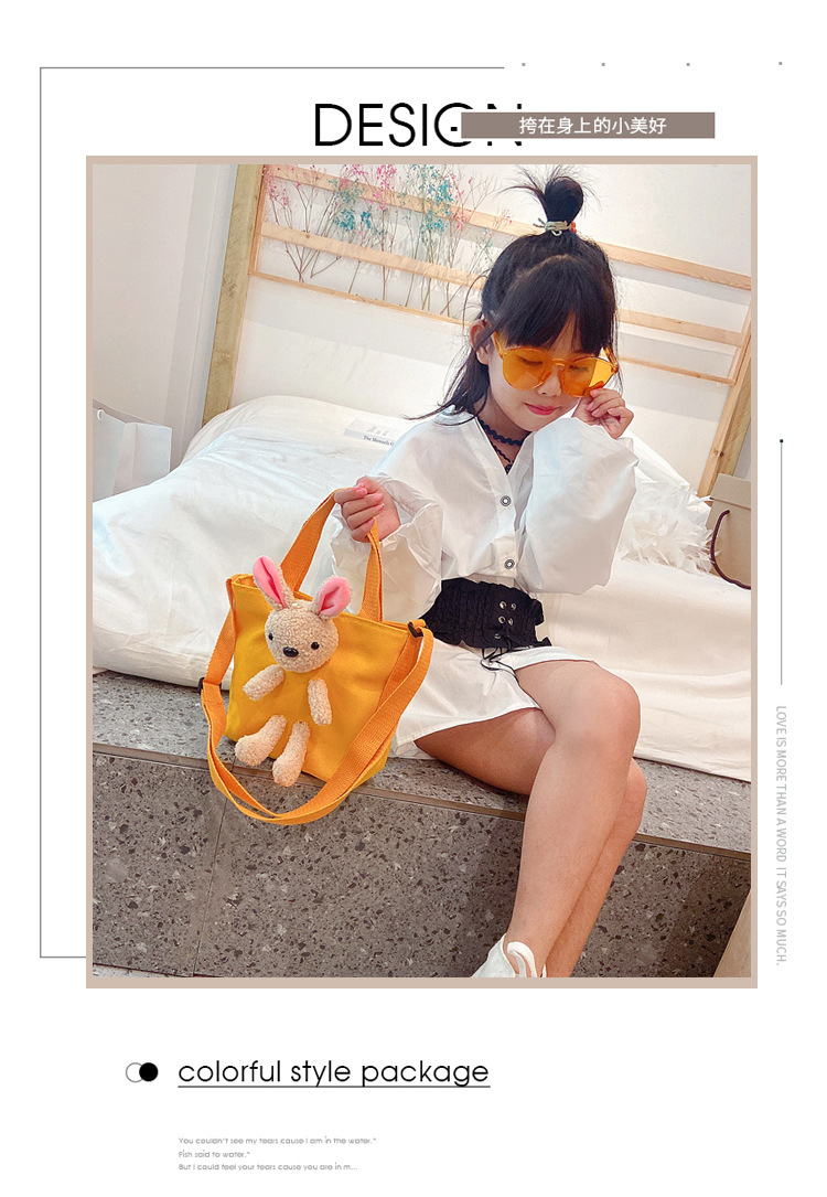 Korean children's bag, new Korean primary school canvas single-shoulder bag, Instagram cute rabbit crossbody bag, handbag undefined