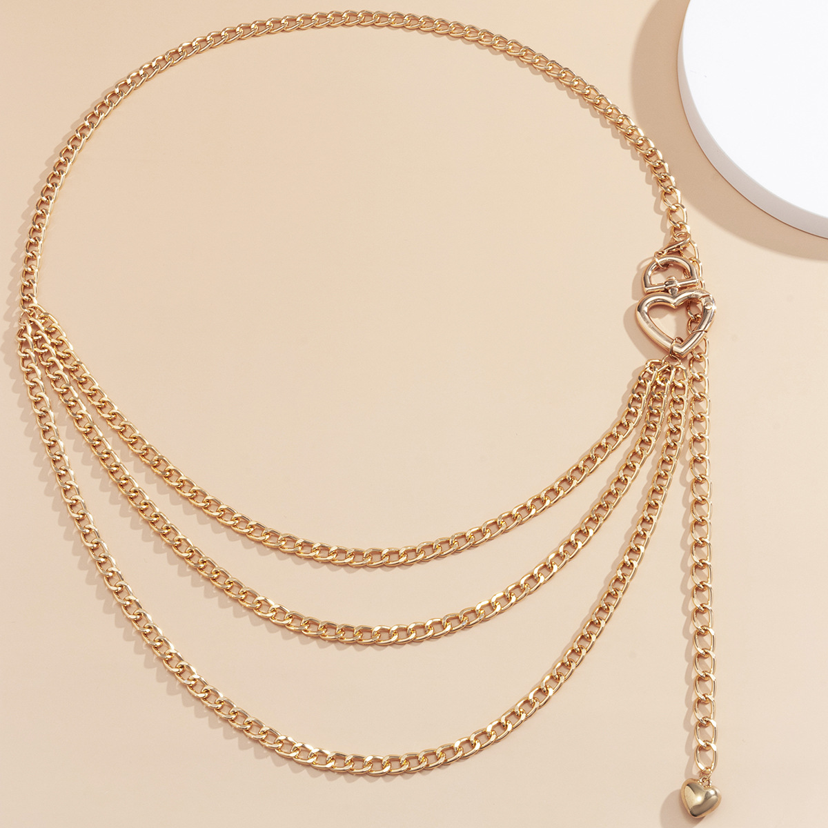 欧美跨境饰品 简约百搭心形镂空铝腰链 时尚性感牛仔裤搭配身体链