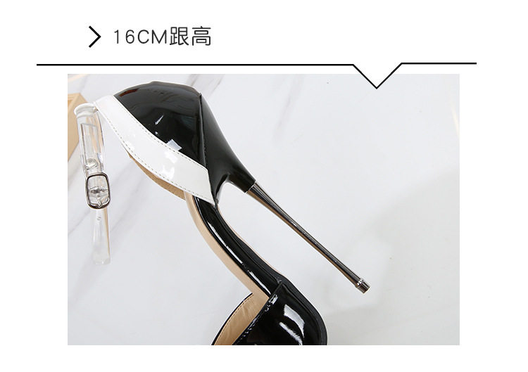 Giày cao gót nữ mũi nhọn gót kim loại 16 cm phối màu, cỡ lớn — Màu mơ, Màu trắng, Màu đỏ chi tiết 8