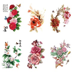 Wholesale studio photography photo large pattern watercolor flowers Chinese Feng Shui transfer waterproof tattoo sticker tattoo