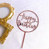 Rose Golden Birthday Happy English Letter Round Acrylic Cake Account Manufacturer Direct Selling Birthday Cake Decoration