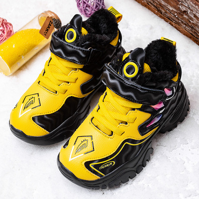 Men's shoes 2020 Autumn and winter CUHK Plush gym shoes Leather keep warm Sports shoes light soft sole Durable Basketball shoes