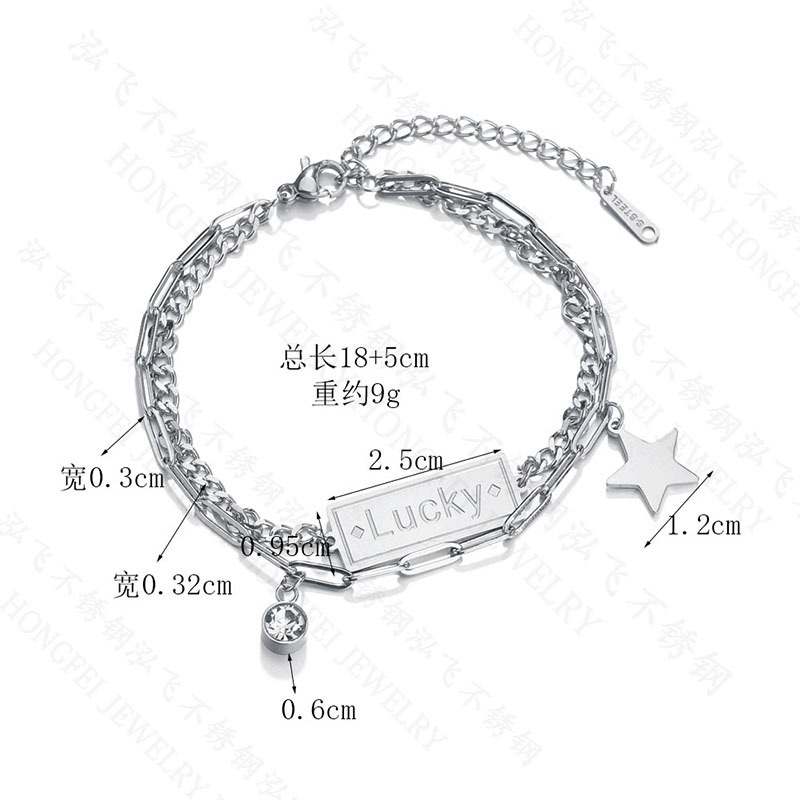 Korean Five-pointed Star Double-layer Tassel Chain Lucky Diamond Stainless Steel Bracelet display picture 1