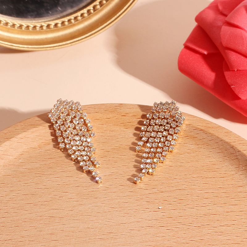 Earrings Classification Korean Diamond Tassel Full Diamond Simple Fashion Ladies Earrings