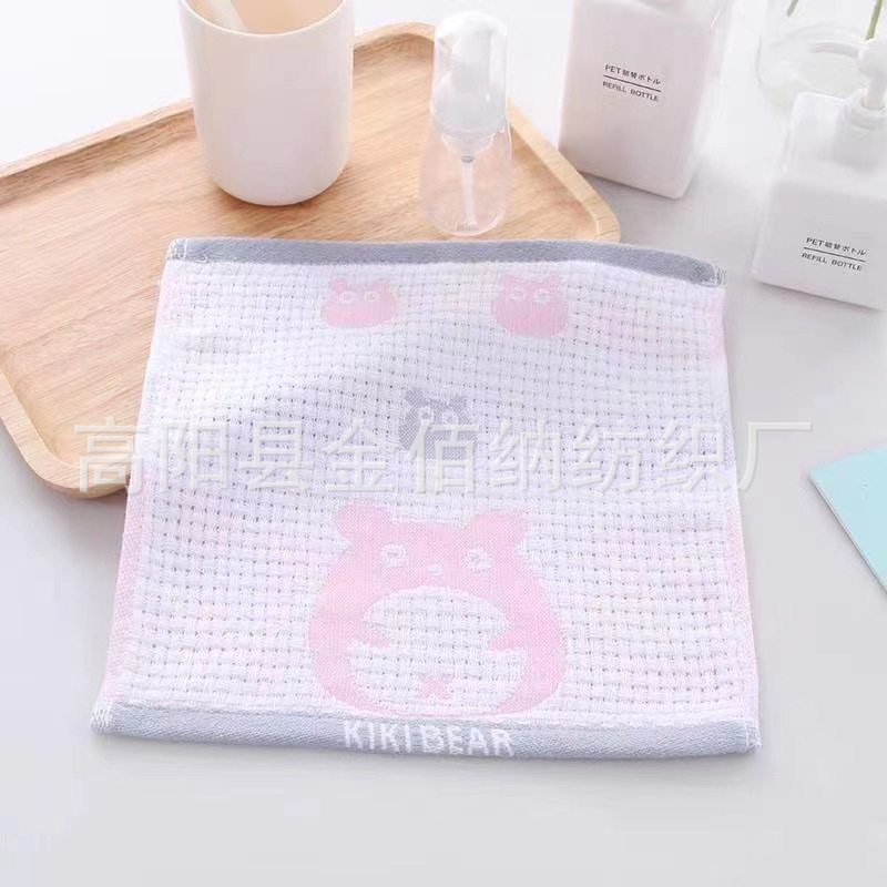 Factory Supply Pure Cotton Japanese Knitted Totoro Children's Gauze Square Towel Kindergarten Face Towel Soft Absorbent Breathable