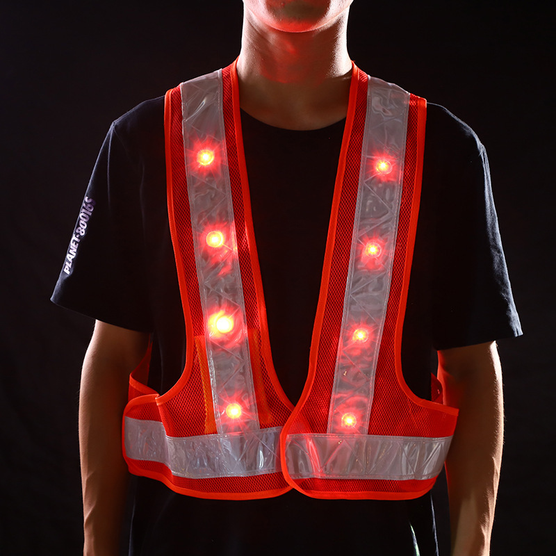 LED with light flashing reflective vest reflective vest I-shaped V-shaped reflective clothing riding protective clothing