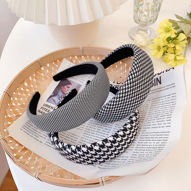 Korean Houndstooth Sponge Fashion Wide-brimmed Headband Wholesale Nihaojewelry display picture 4