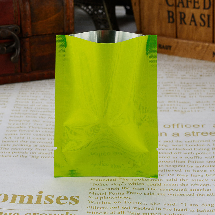 5*7--12*18绿色镀铝箔平口真空袋 化妆品面膜袋液体粉末自制盲袋