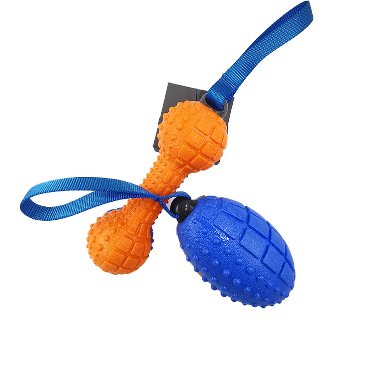 Perro mascota juguete de sonido resistente a mordeduras de dos colores con barra TPR Limpieza de dientes rugby juguete de entrenamiento interactivo para perros medianos y grandes image 5